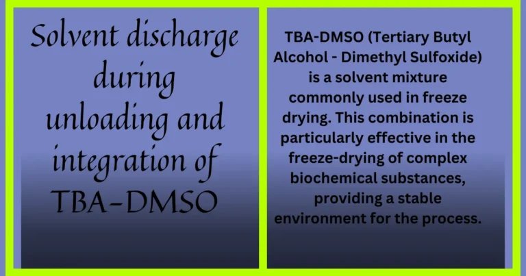 Solvent discharge during unloading and integration of TBA-DMSO