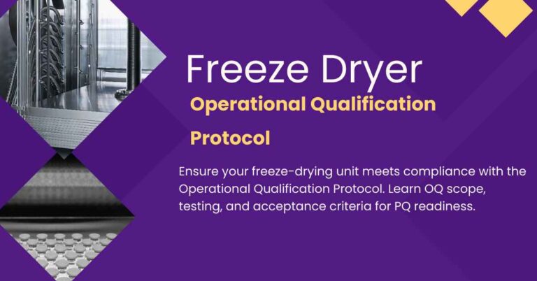Freeze dryer unit undergoing operational qualification testing in a controlled lab environment.