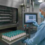Pharmaceutical freeze-drying process with technician monitoring lyophilized product quality in a cleanroom