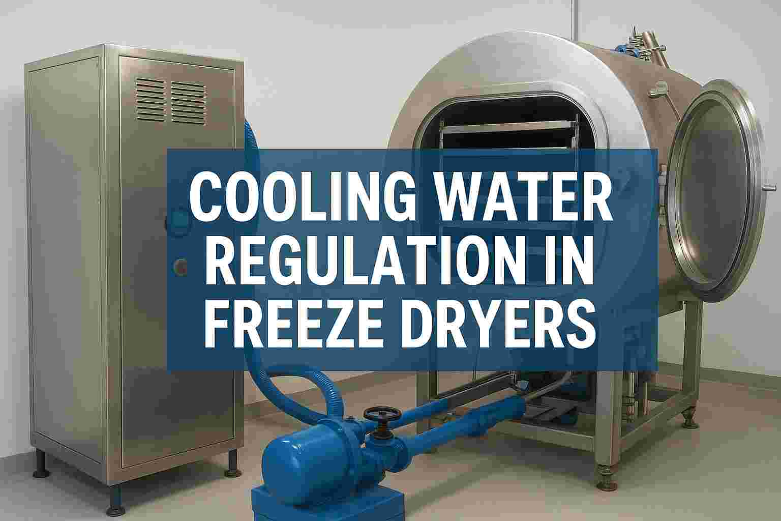 Cooling water regulation system in a pharmaceutical freeze dryer ensuring stable operation and product quality.