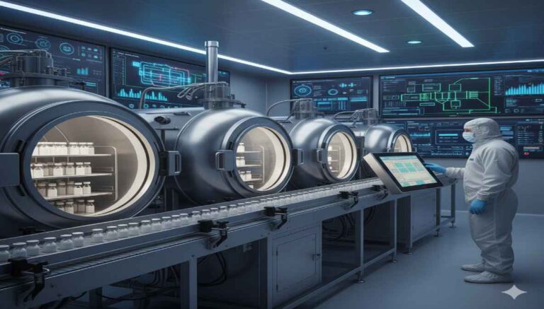 Continuous freeze-drying process in pharmaceuticals with automated lyophilizer system and real-time monitoring technology