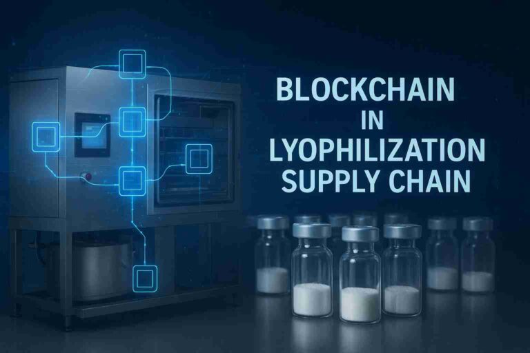 Blockchain integration in lyophilization supply chain for traceable freeze-dried pharmaceuticals.