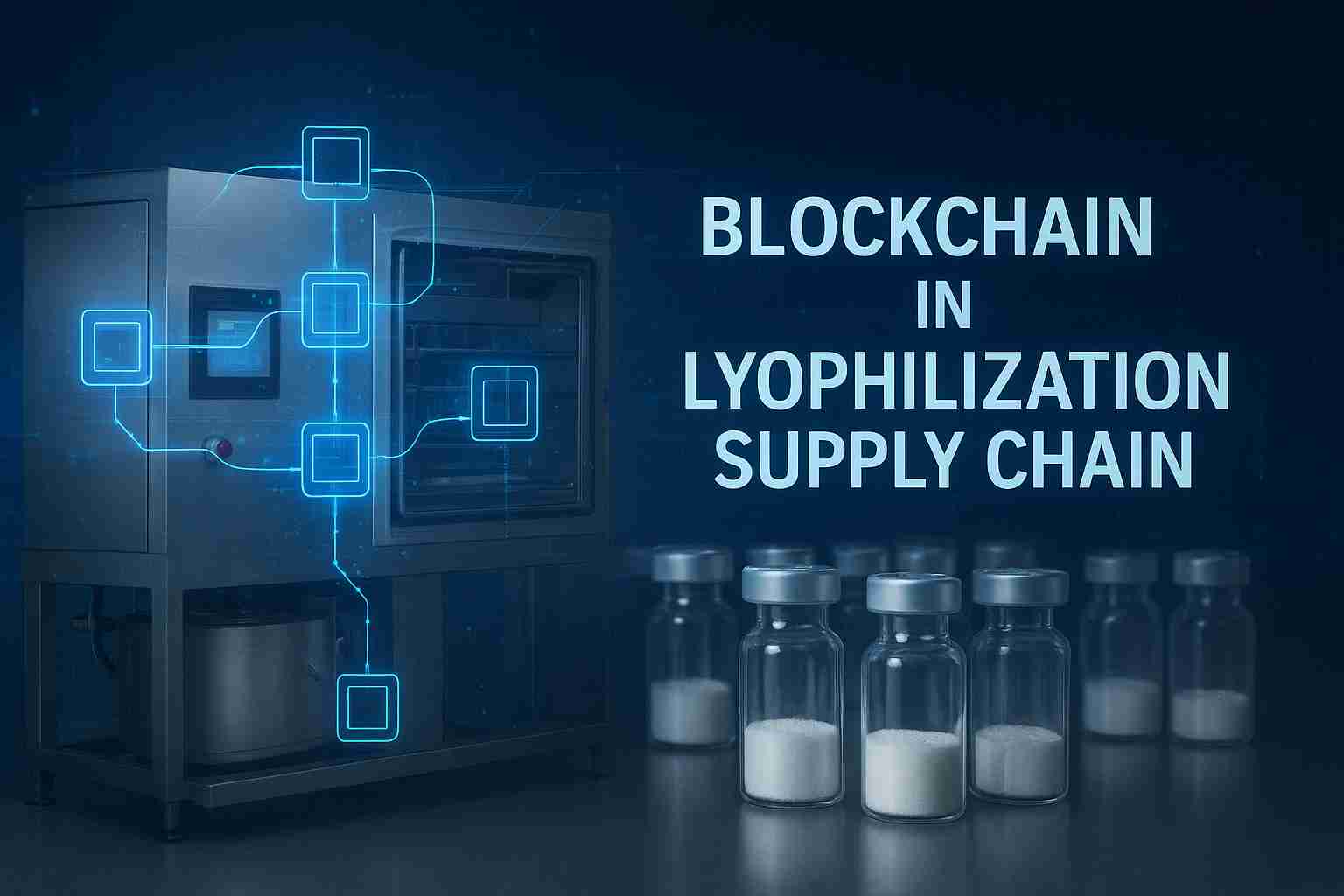 Blockchain integration in lyophilization supply chain for traceable freeze-dried pharmaceuticals.