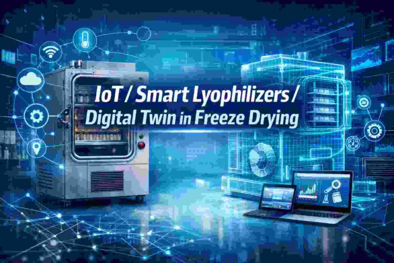 IoT smart lyophilizers and digital twin technology used in freeze drying for real-time monitoring, automation, and process optimization