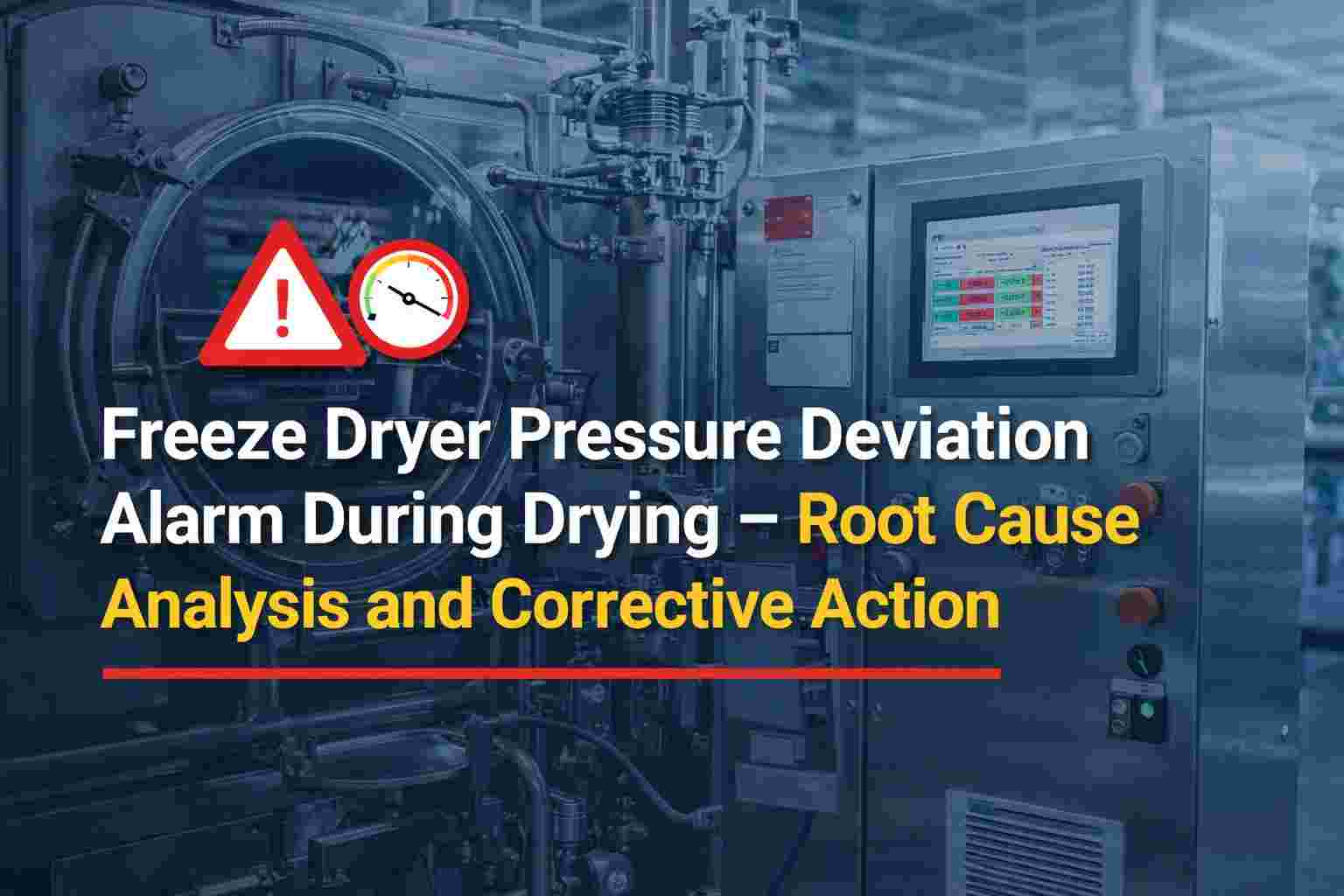 Freeze dryer pressure deviation alarm during drying caused by power failure with root cause analysis and corrective action
